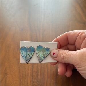 Vintage blue heart earrings